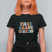 Retro 1st Day of School T Shirt For Women First Grade Vibes, 1st Grade Team