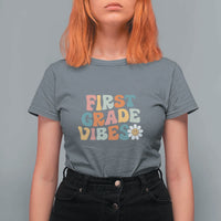 Retro 1st Day of School T Shirt For Women First Grade Vibes, 1st Grade Team