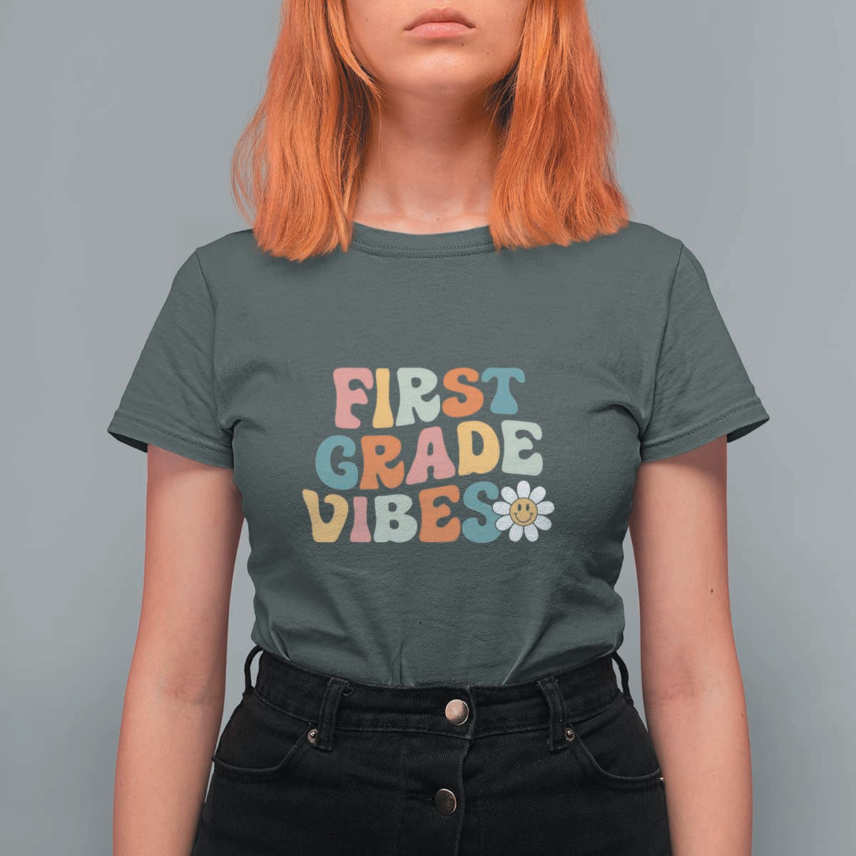 Retro 1st Day of School T Shirt For Women First Grade Vibes, 1st Grade Team