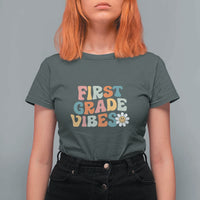 Retro 1st Day of School T Shirt For Women First Grade Vibes, 1st Grade Team