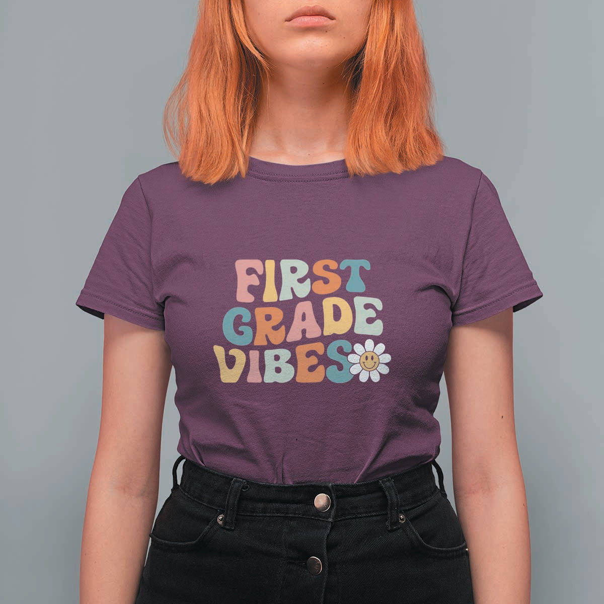 Retro 1st Day of School T Shirt For Women First Grade Vibes, 1st Grade Team