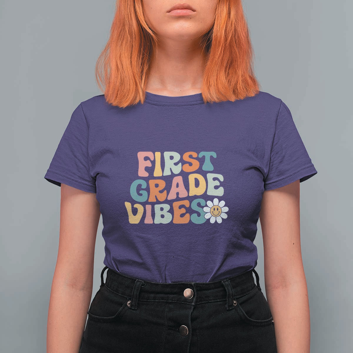 Retro 1st Day of School T Shirt For Women First Grade Vibes, 1st Grade Team