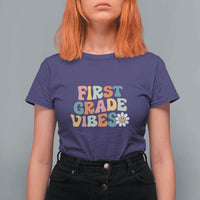 Retro 1st Day of School T Shirt For Women First Grade Vibes, 1st Grade Team