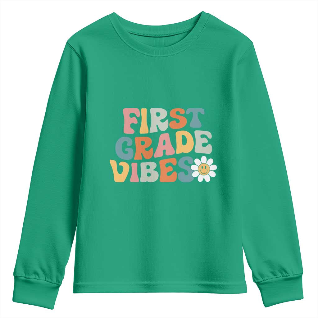 Retro 1st Day of School Youth Sweatshirt First Grade Vibes 1st Grade Team