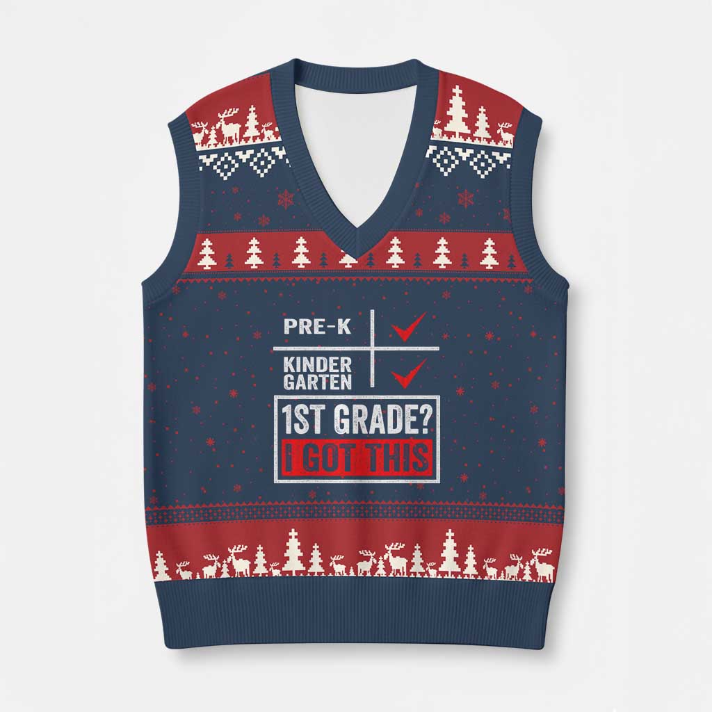 Boys and Girls First Day of First Grade V-Neck Knit Sweater Vest Back to School