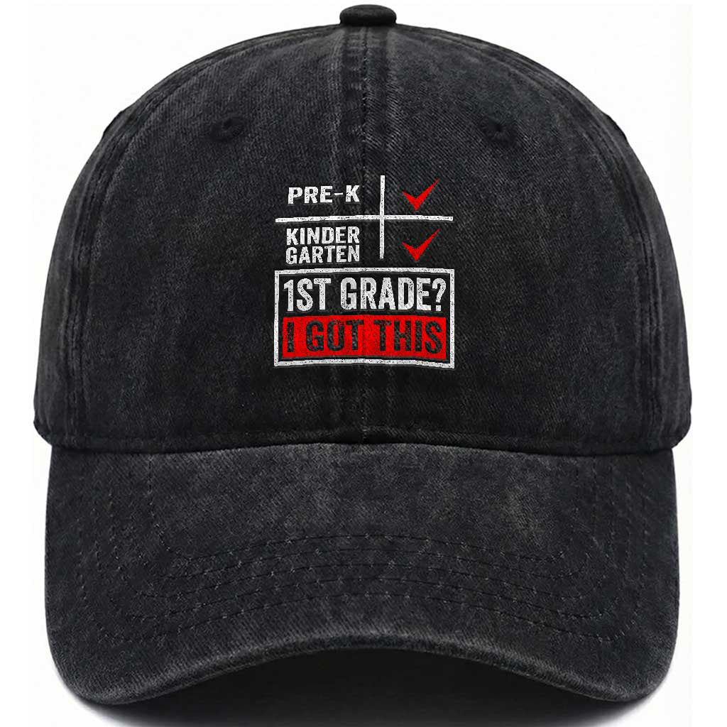 Boys and Girls First Day of First Grade Washed Cotton Baseball Cap Back to School