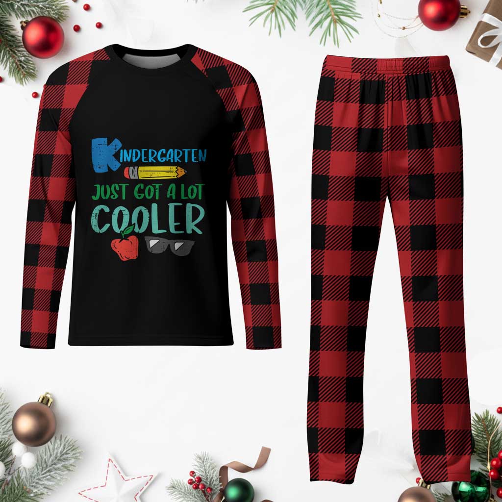 Kindergarten Just Got Cooler Plaid Pajama Set Funny 1st Day Back to School Kids Gift