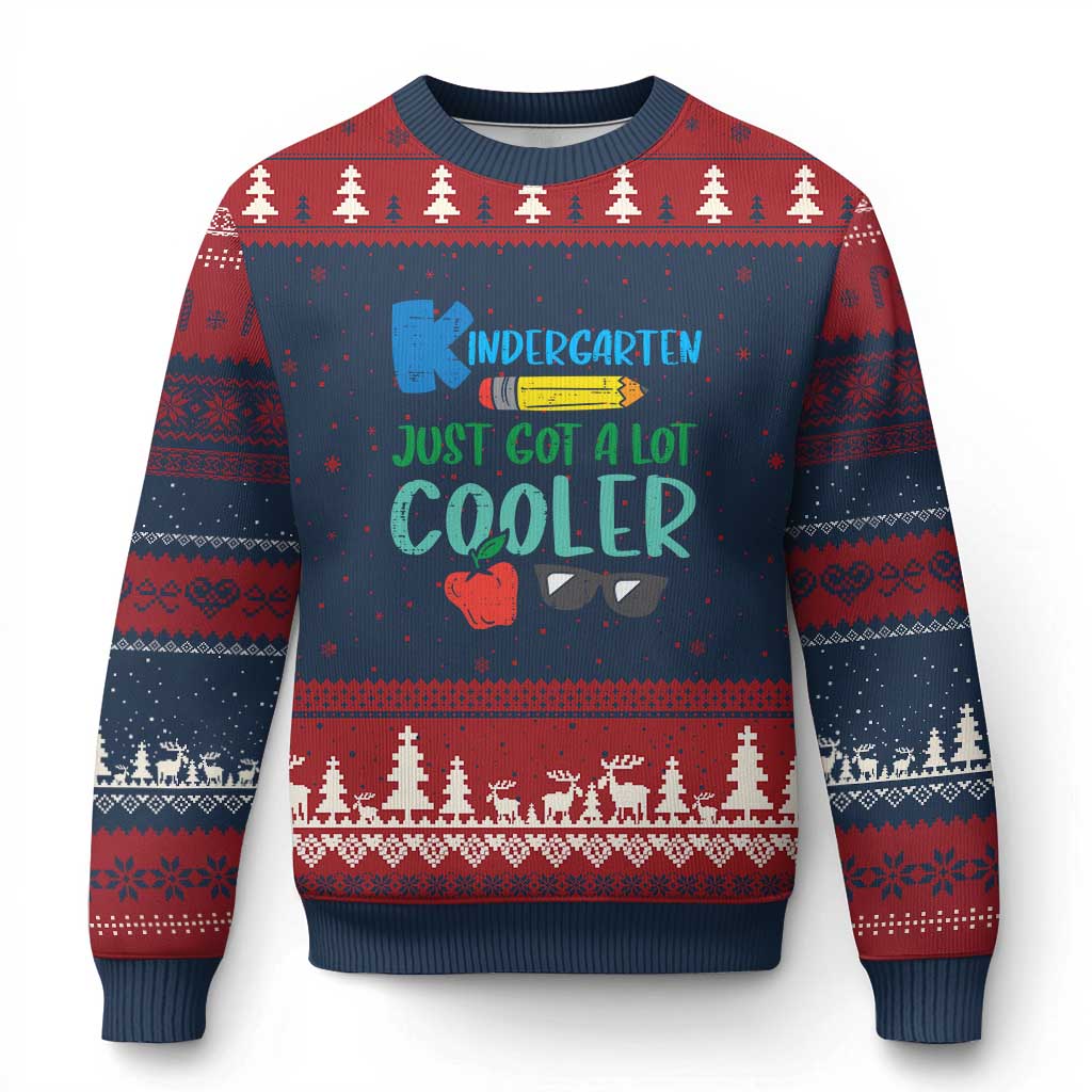 Kindergarten Just Got Cooler Ugly Christmas Sweater Funny 1st Day Back to School Kids Gift