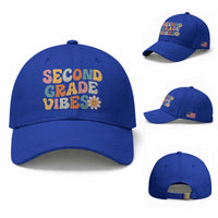 Groovy Retro Second Grade Vibes Baseball Cap Back to School 2nd Grade Team
