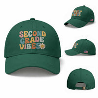 Groovy Retro Second Grade Vibes Baseball Cap Back to School 2nd Grade Team