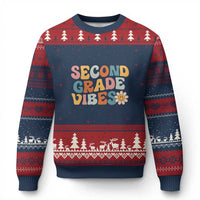 Groovy Retro Second Grade Vibes Ugly Christmas Sweater Back to School 2nd Grade Team