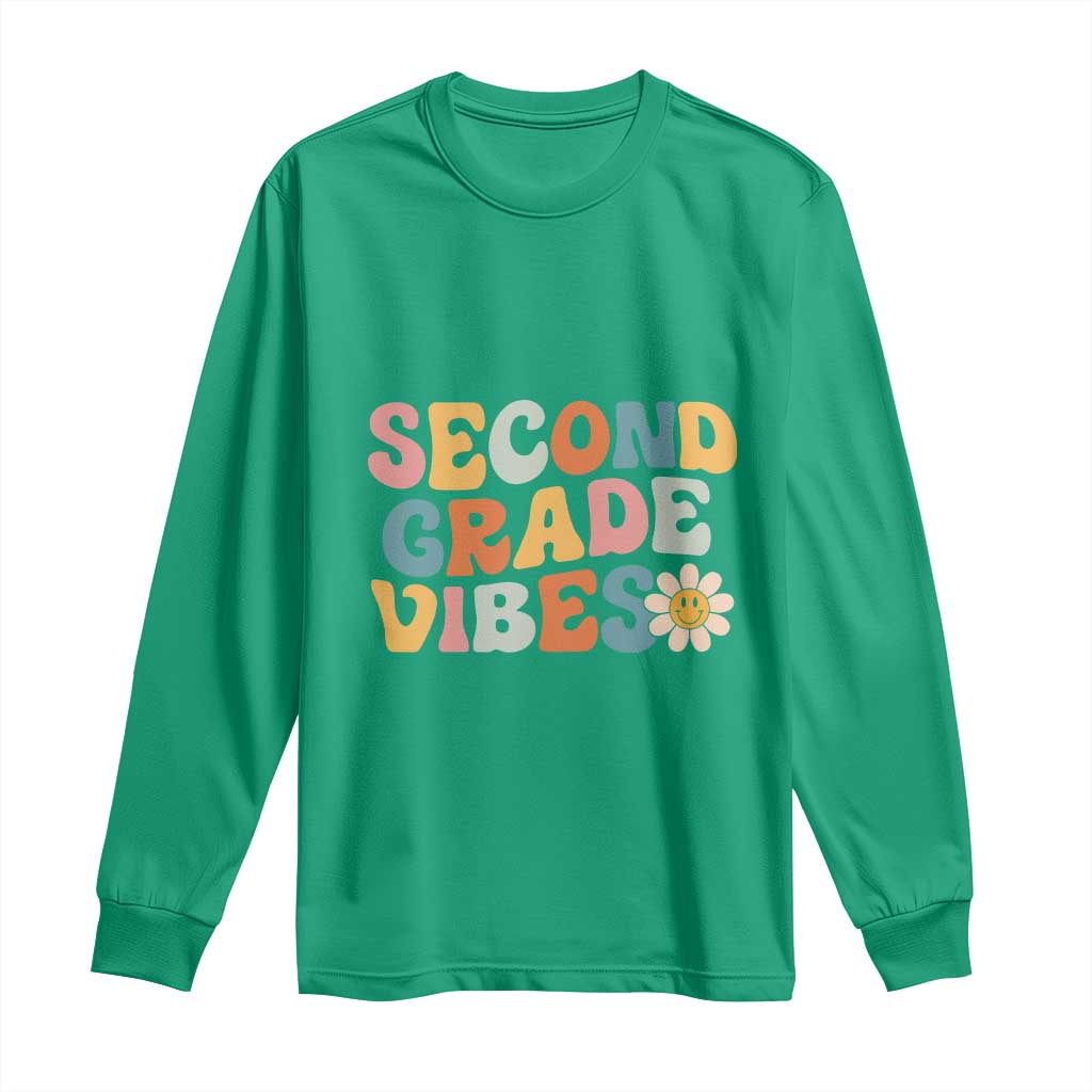 Groovy Retro Second Grade Vibes Long Sleeve Shirt Back to School 2nd Grade Team