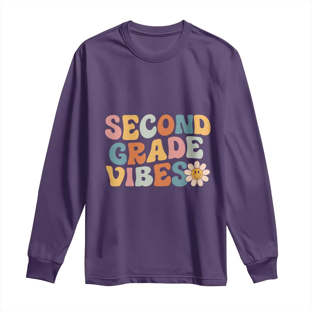Groovy Retro Second Grade Vibes Long Sleeve Shirt Back to School 2nd Grade Team