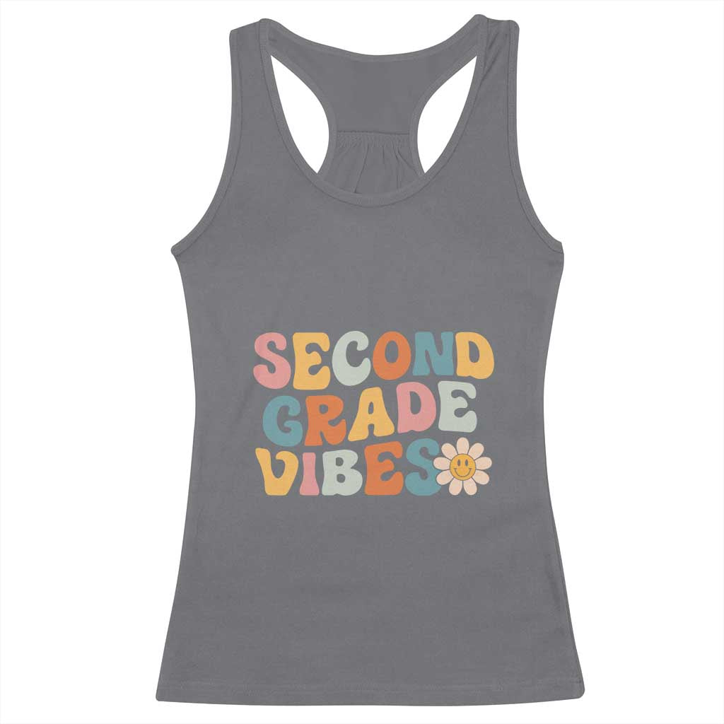 Groovy Retro Second Grade Vibes Racerback Tank Top Back to School 2nd Grade Team