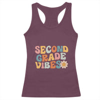 Groovy Retro Second Grade Vibes Racerback Tank Top Back to School 2nd Grade Team