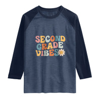 Groovy Retro Second Grade Vibes Raglan Shirt Back to School 2nd Grade Team