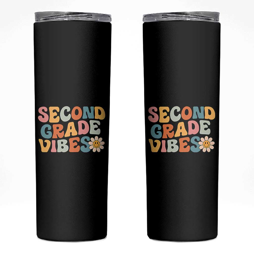 Groovy Retro Second Grade Vibes Skinny Tumbler Back to School 2nd Grade Team