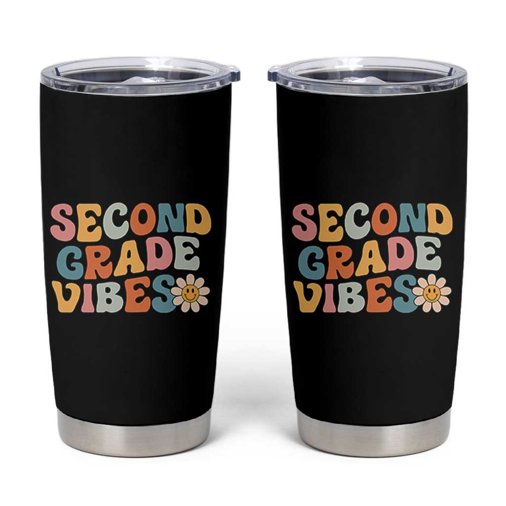 Groovy Retro Second Grade Vibes Tumbler Cup Back to School 2nd Grade Team