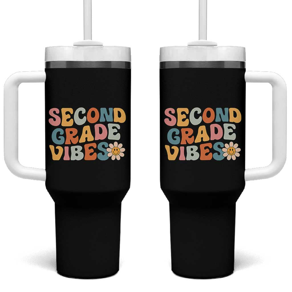 Groovy Retro Second Grade Vibes Tumbler With Handle Back to School 2nd Grade Team