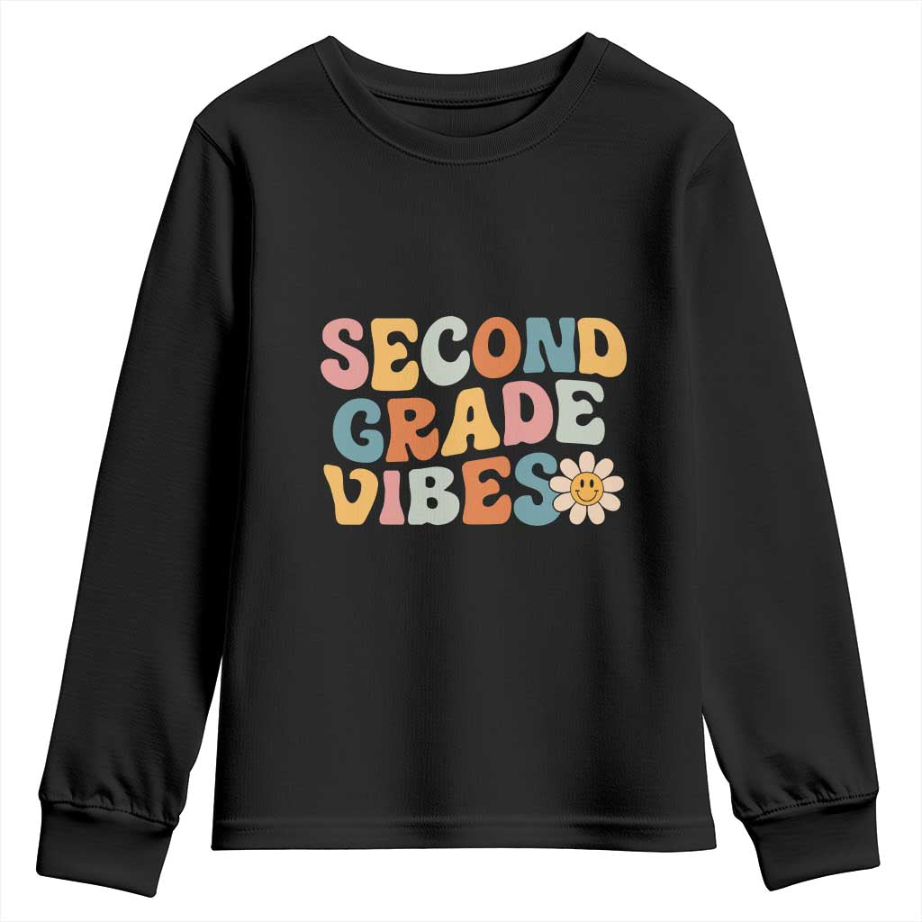 Groovy Retro Second Grade Vibes Youth Sweatshirt Back to School 2nd Grade Team