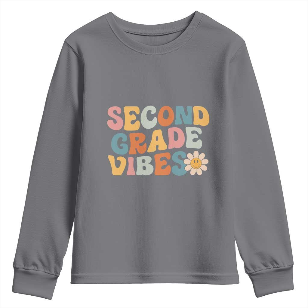 Groovy Retro Second Grade Vibes Youth Sweatshirt Back to School 2nd Grade Team