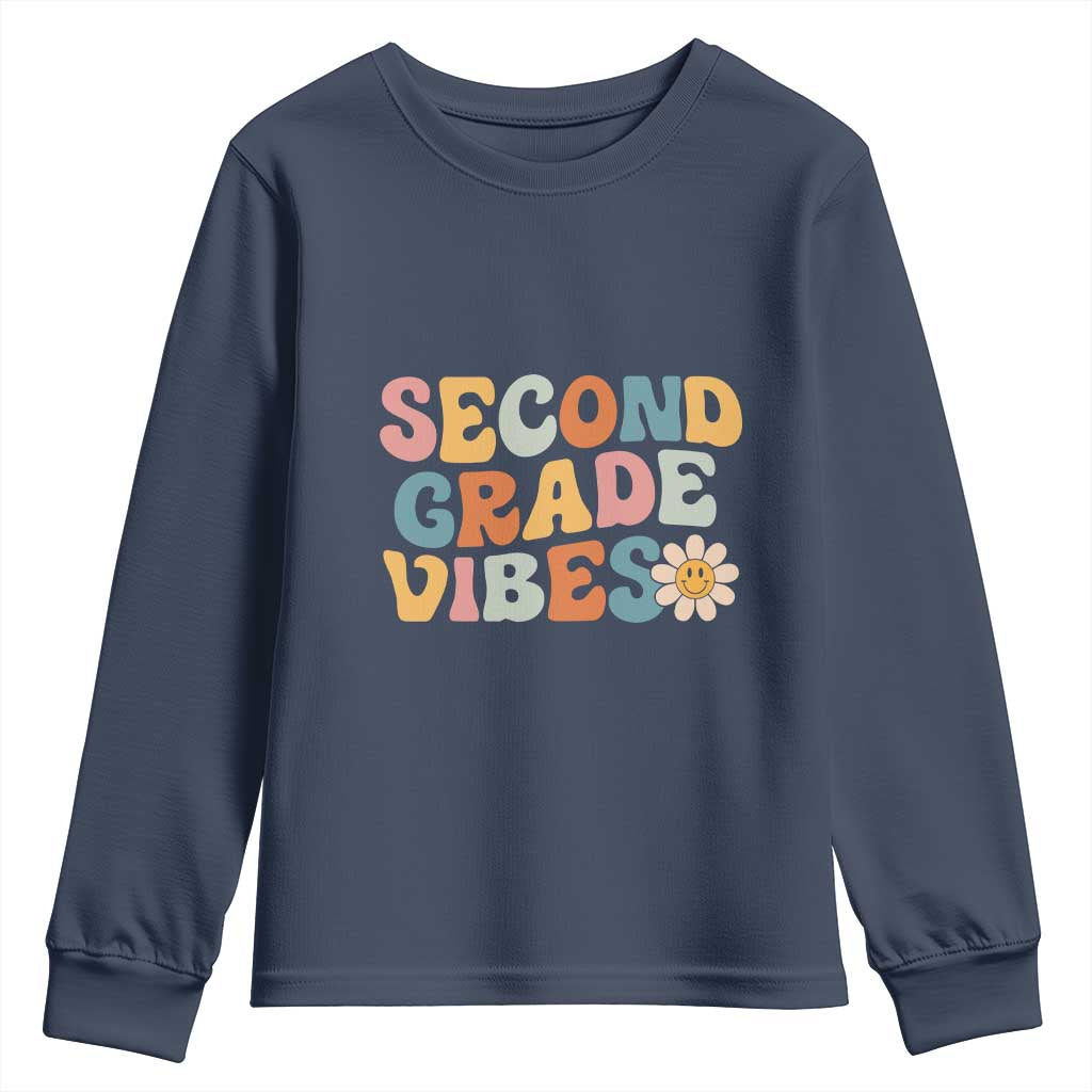 Groovy Retro Second Grade Vibes Youth Sweatshirt Back to School 2nd Grade Team