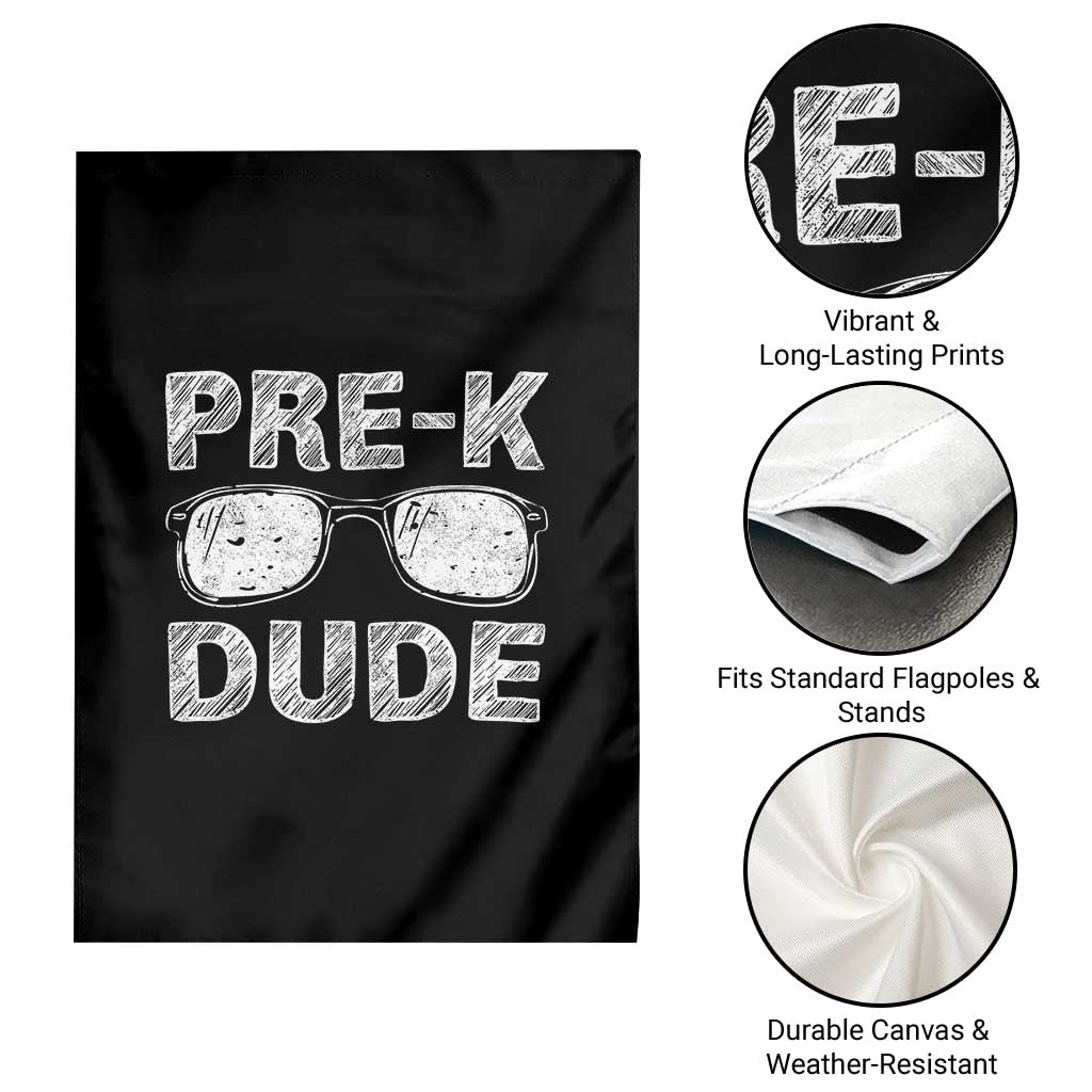 Pre-K Dude Cool First Day of Preschool Garden Flag Back to School Boys Gift