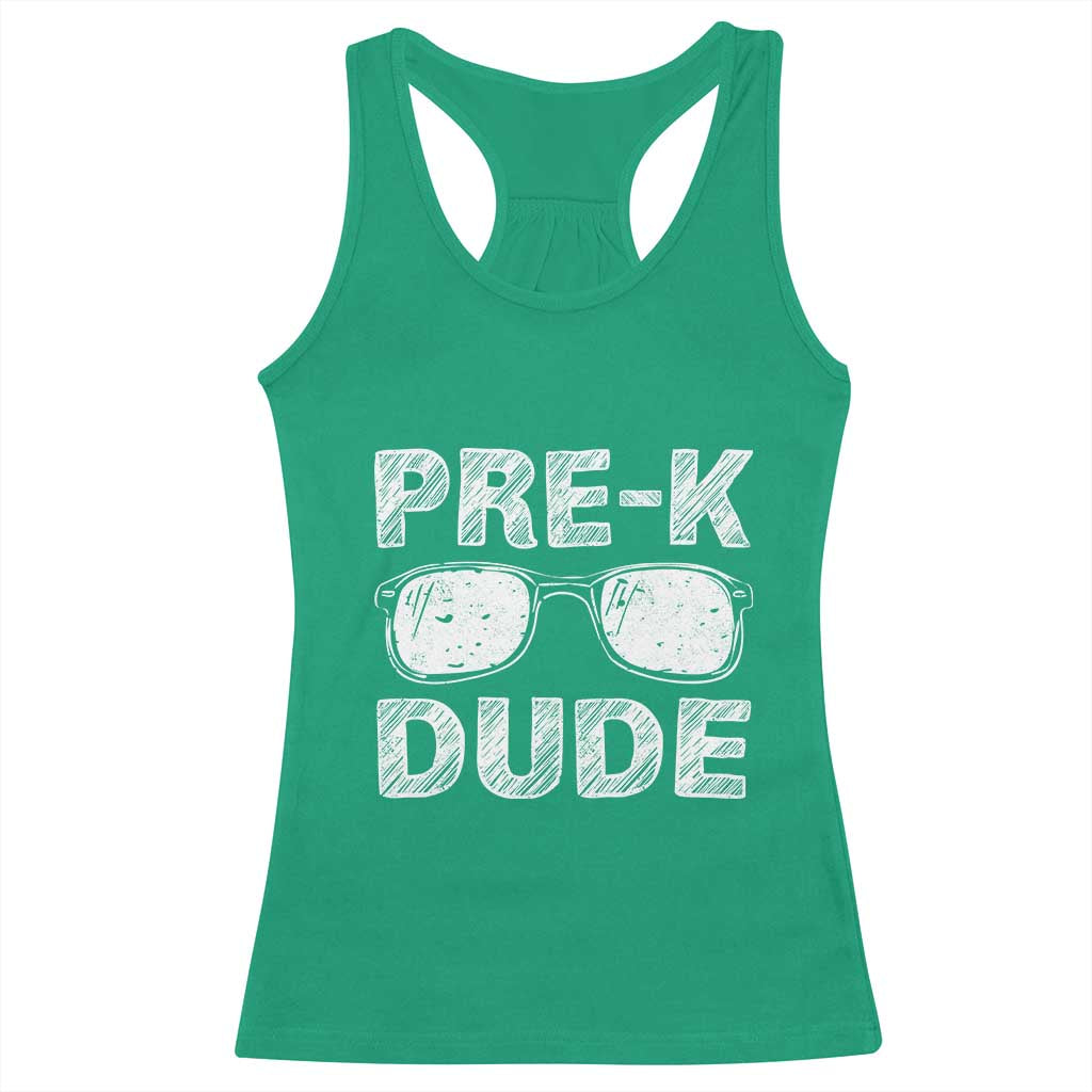 Pre-K Dude Cool First Day of Preschool Racerback Tank Top Back to School Boys Gift