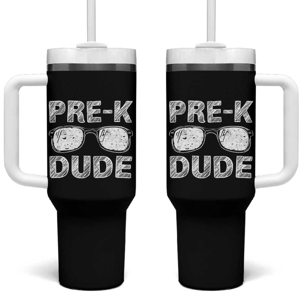 Pre-K Dude Cool First Day of Preschool Tumbler With Handle Back to School Boys Gift
