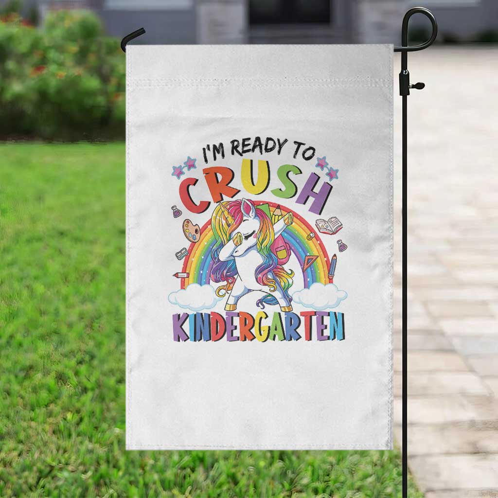 Ready to Crush Kindergarten Cute Girls Garden Flag First Day Back to School