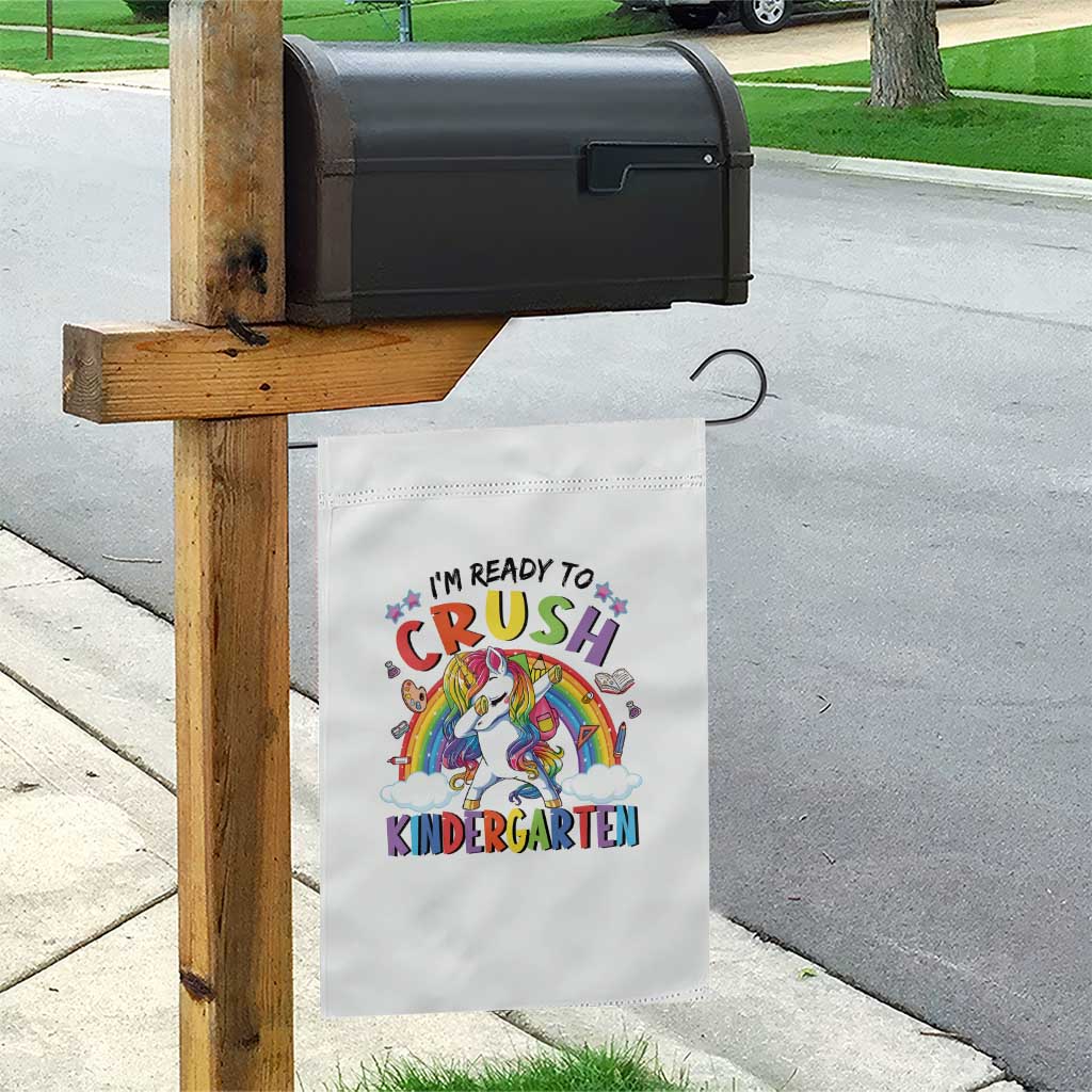 Ready to Crush Kindergarten Cute Girls Garden Flag First Day Back to School