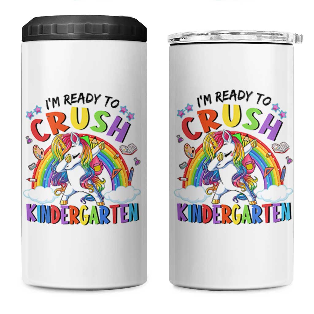 Ready to Crush Kindergarten Cute Girls 4 in 1 Can Cooler Tumbler First Day Back to School