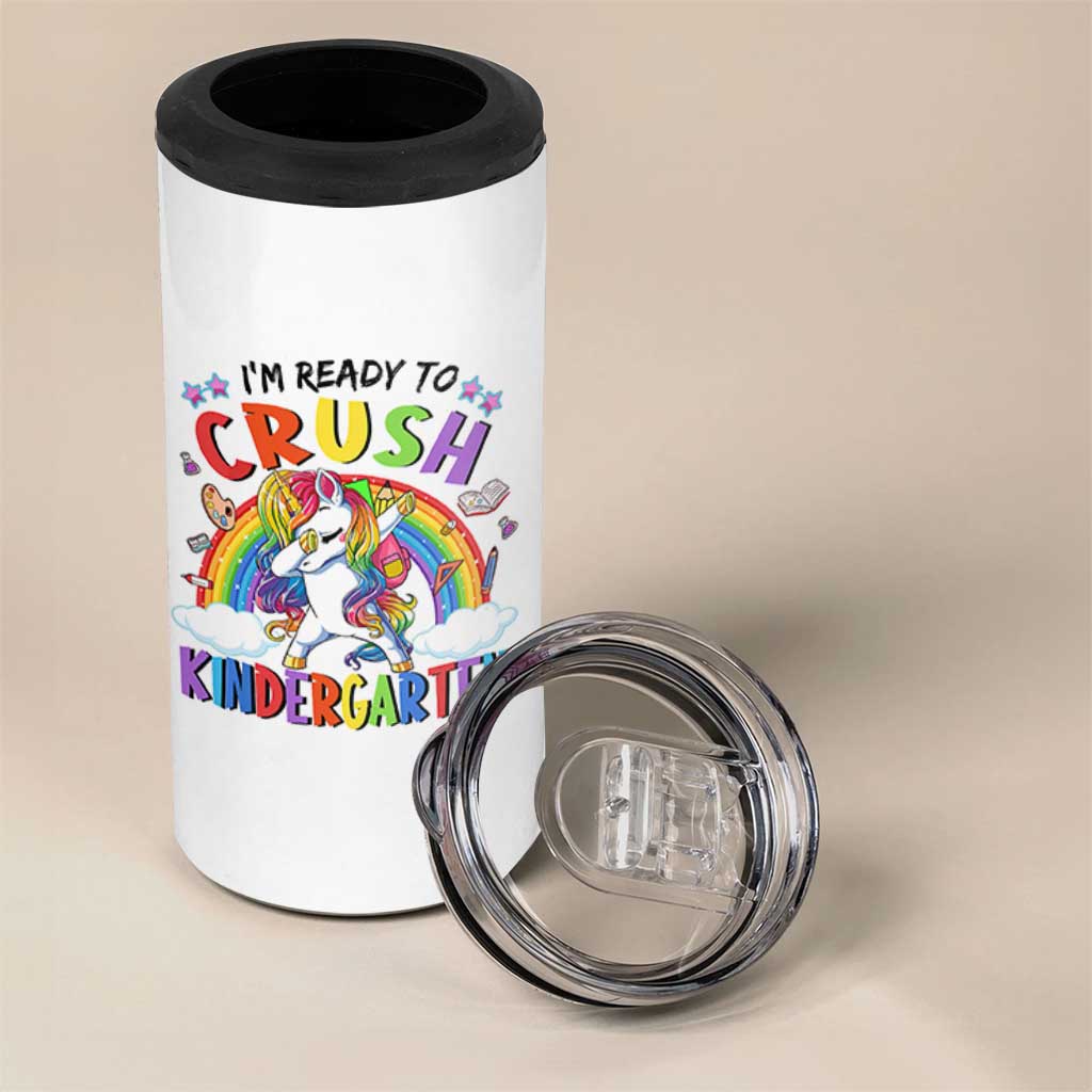 Ready to Crush Kindergarten Cute Girls 4 in 1 Can Cooler Tumbler First Day Back to School