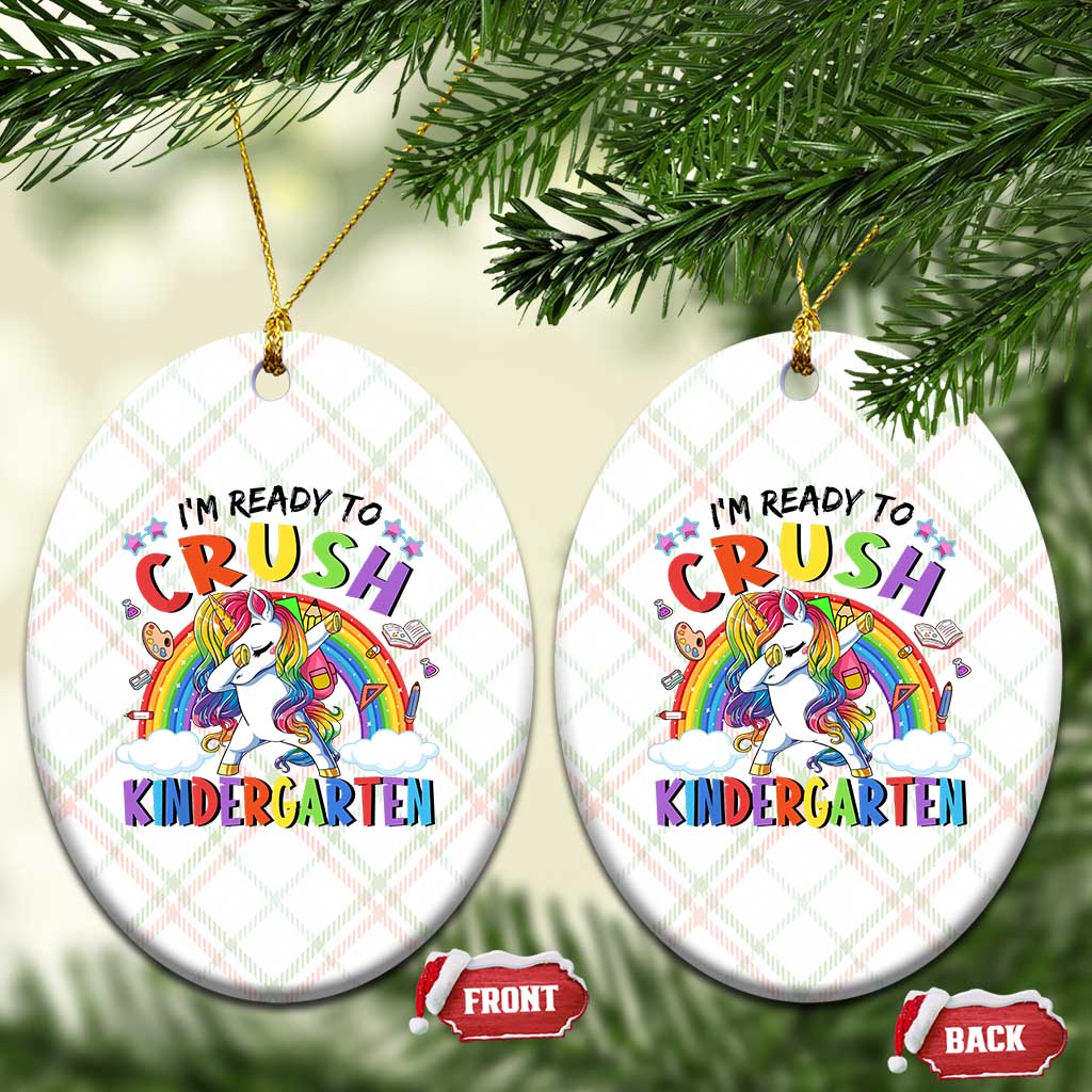Ready to Crush Kindergarten Cute Girls Ceramic Ornament First Day Back to School
