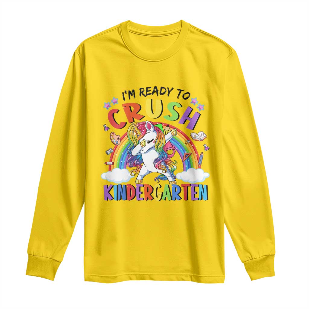 Ready to Crush Kindergarten Cute Girls Long Sleeve Shirt First Day Back to School