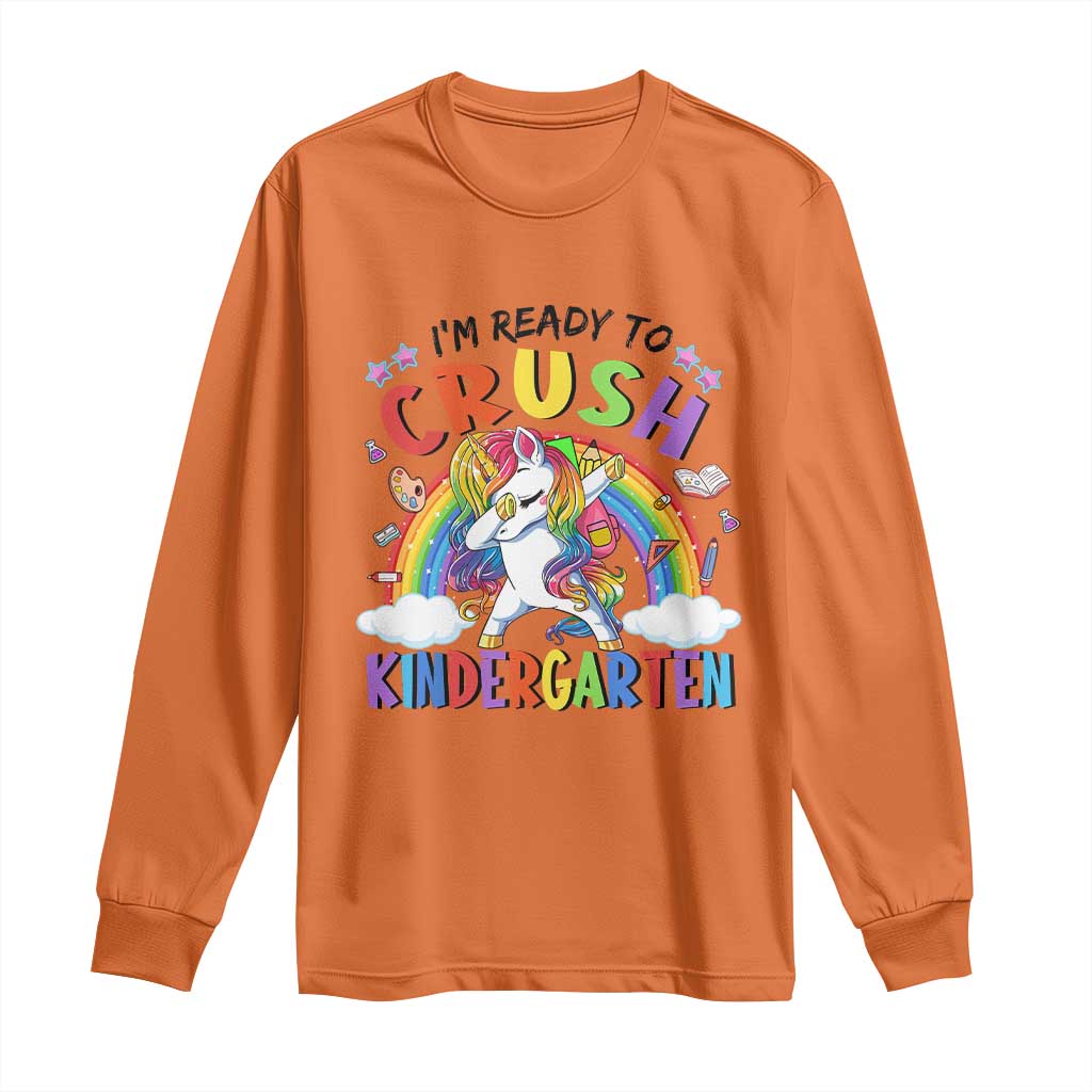 Ready to Crush Kindergarten Cute Girls Long Sleeve Shirt First Day Back to School