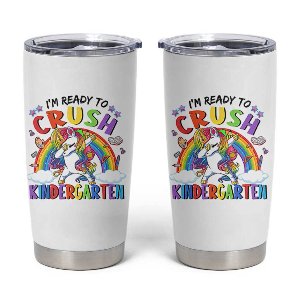 Ready to Crush Kindergarten Cute Girls Tumbler Cup First Day Back to School