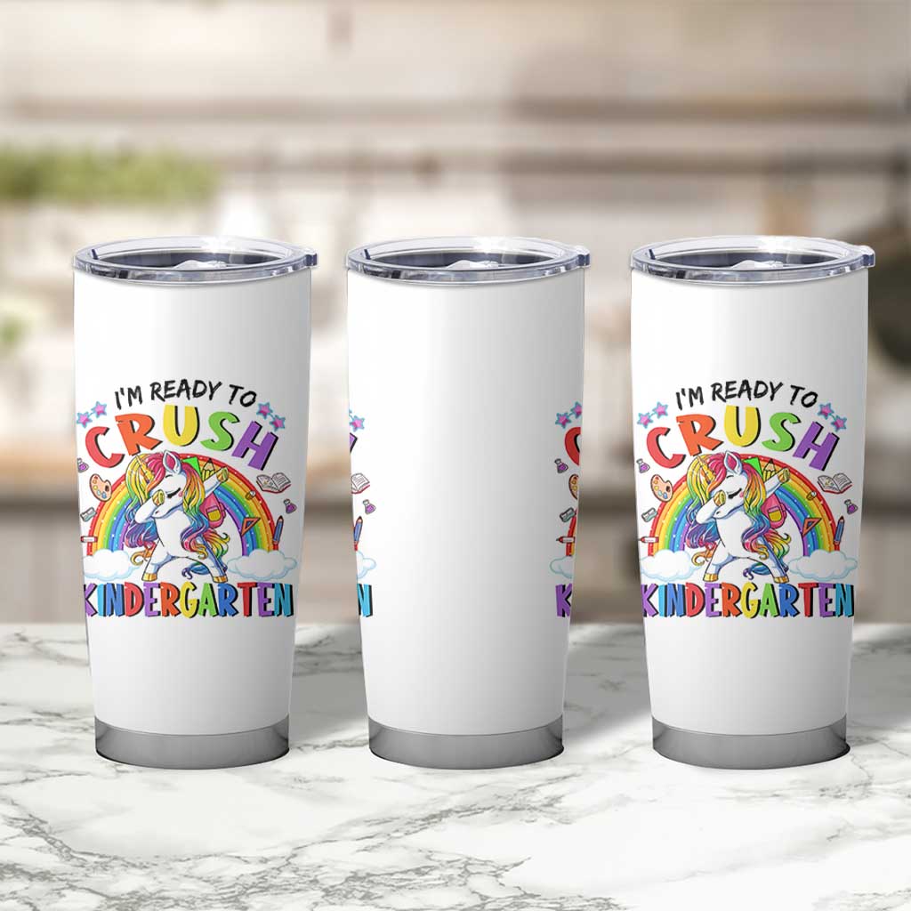 Ready to Crush Kindergarten Cute Girls Tumbler Cup First Day Back to School