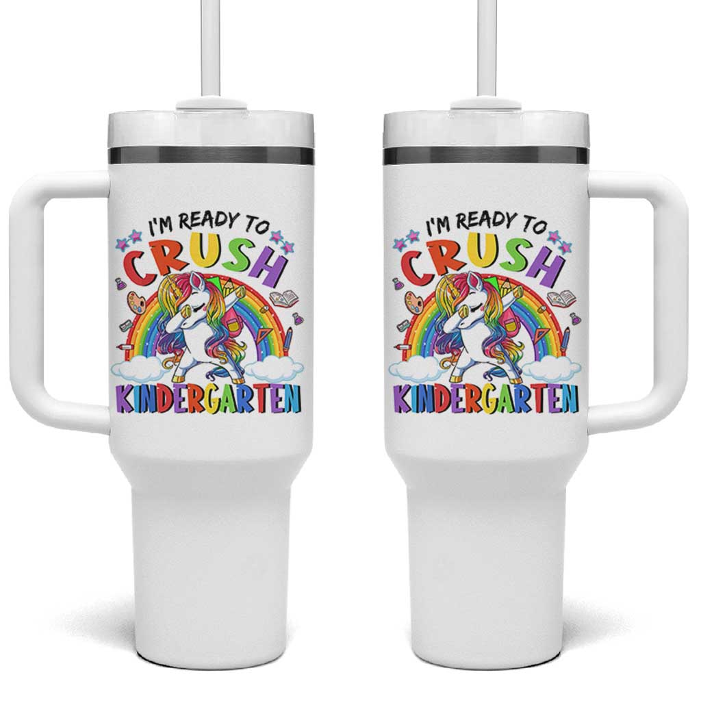 Ready to Crush Kindergarten Cute Girls Tumbler With Handle First Day Back to School