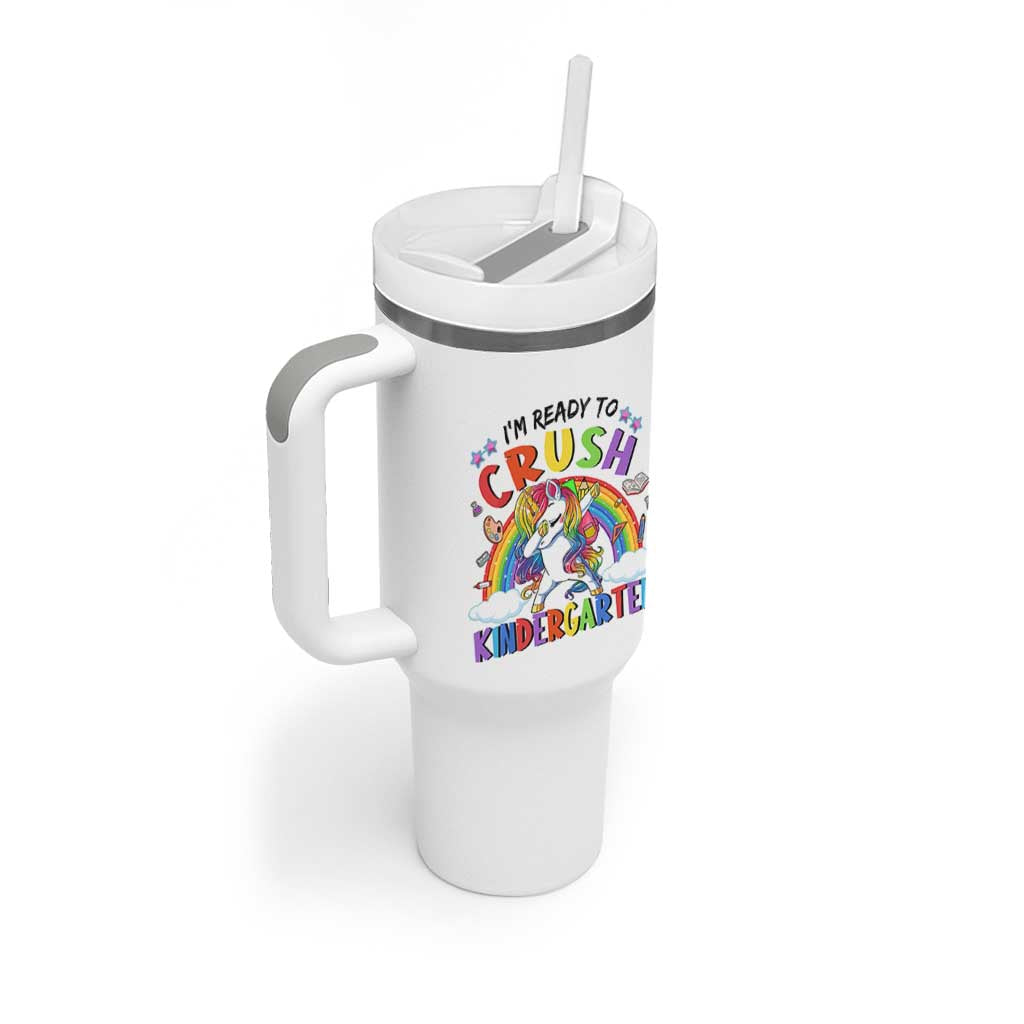 Ready to Crush Kindergarten Cute Girls Tumbler With Handle First Day Back to School