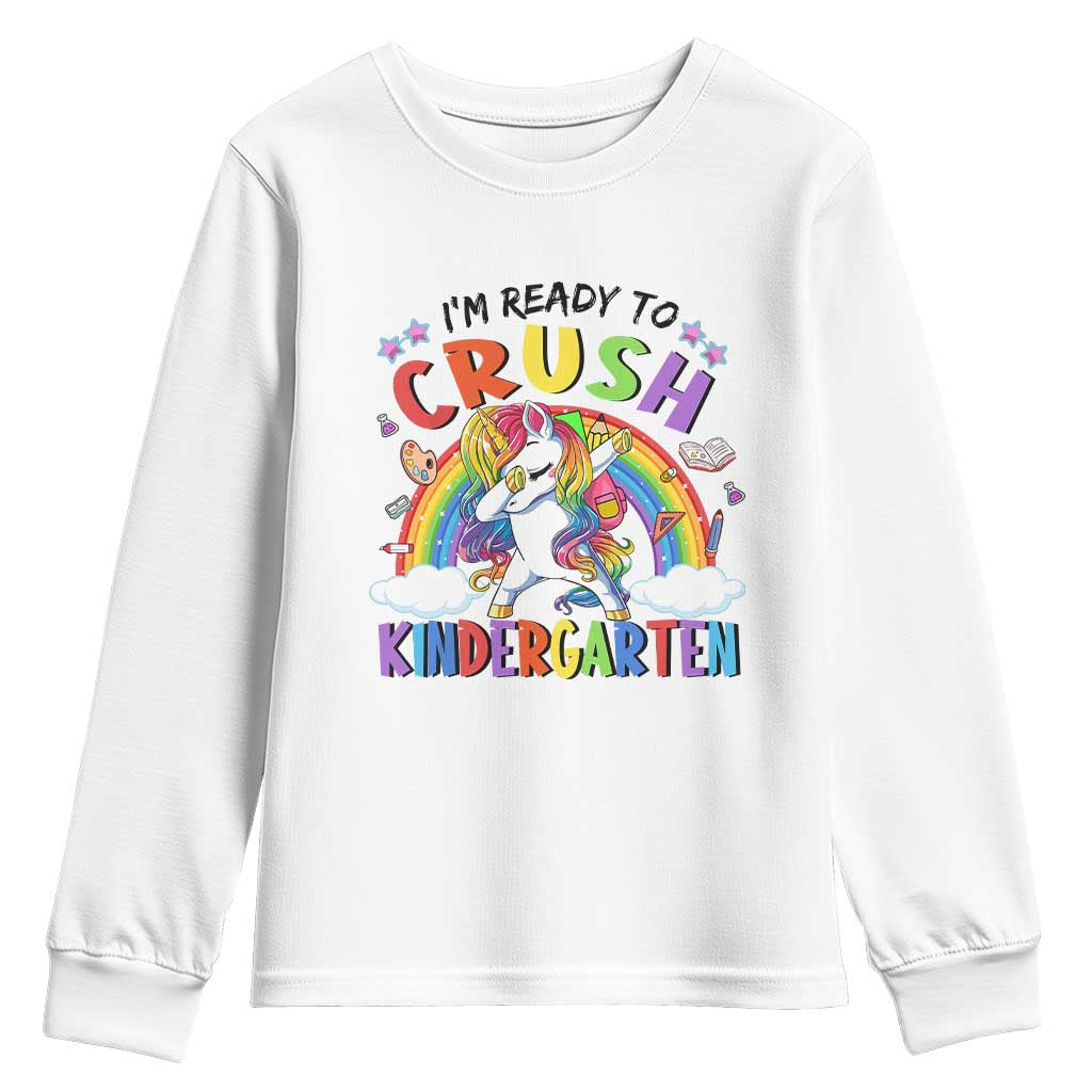 Ready to Crush Kindergarten Cute Girls Youth Sweatshirt First Day Back to School