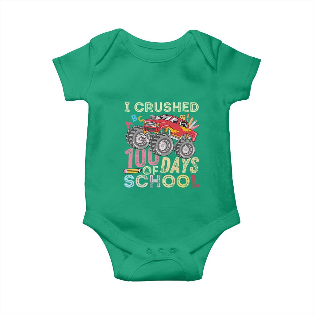 I Crushed 100 Days of School Monster Truck Baby Onesie Cool Back to School Boys Gift