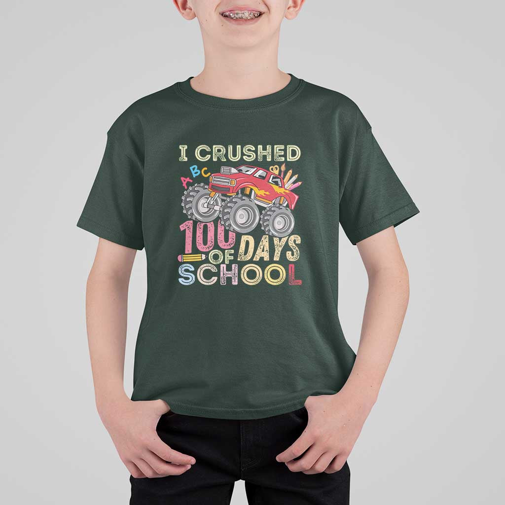 Boys 100 Day T Shirt For Kid I Crushed 100 Days of School, Monster Truck