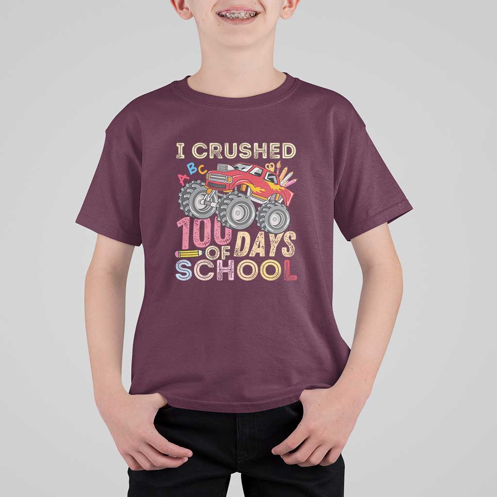 Boys 100 Day T Shirt For Kid I Crushed 100 Days of School, Monster Truck