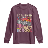 I Crushed 100 Days of School Monster Truck Long Sleeve Shirt Cool Back to School Boys Gift