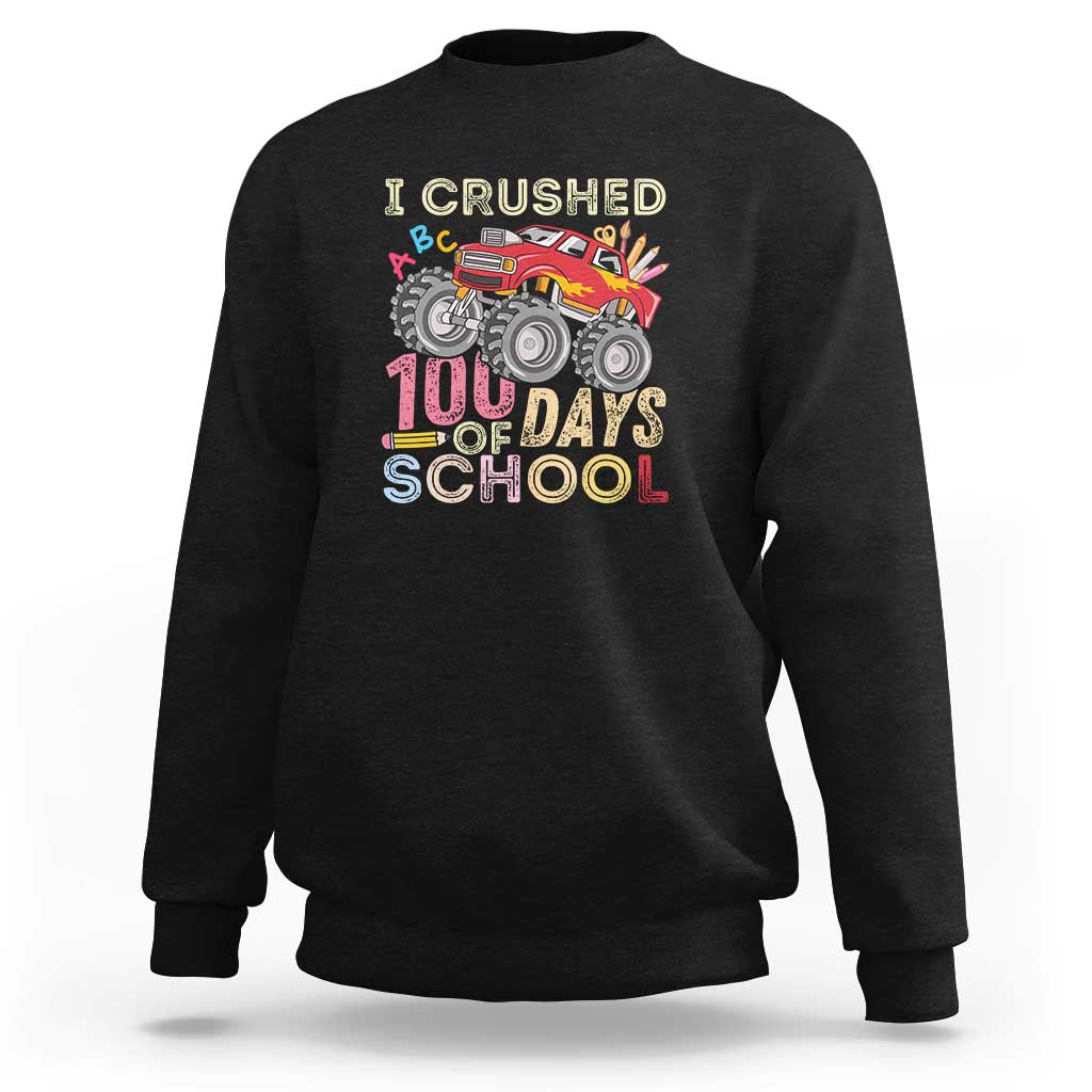Boys 100 Day Sweatshirt I Crushed 100 Days of School, Monster Truck - Wonder Print Shop