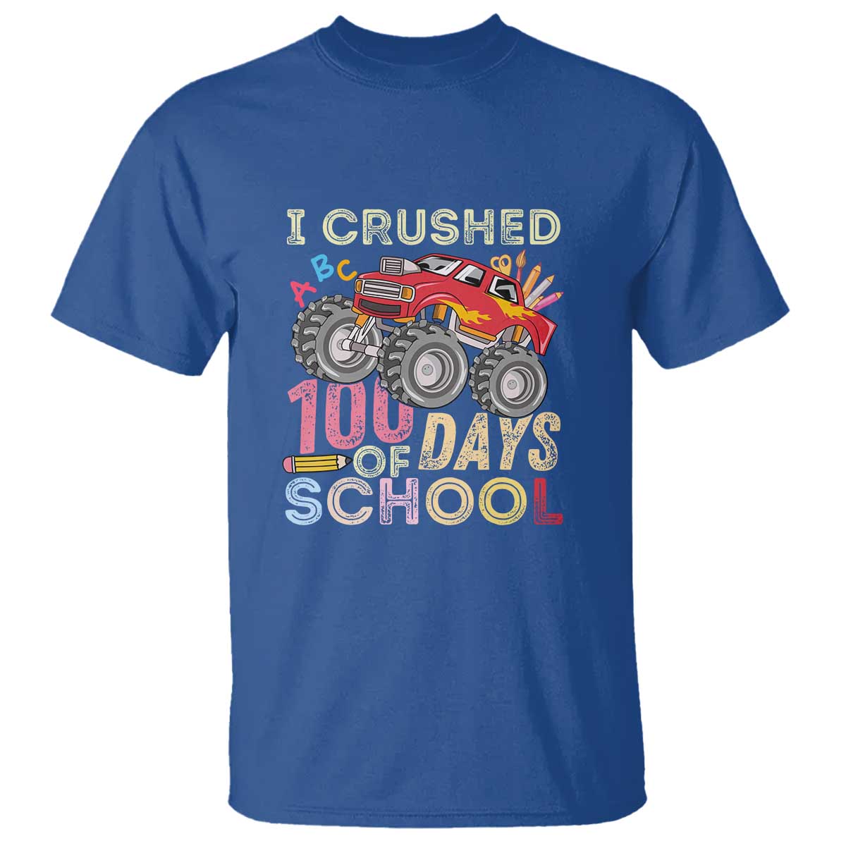 Boys 100 Day T Shirt I Crushed 100 Days of School, Monster Truck - Wonder Print Shop