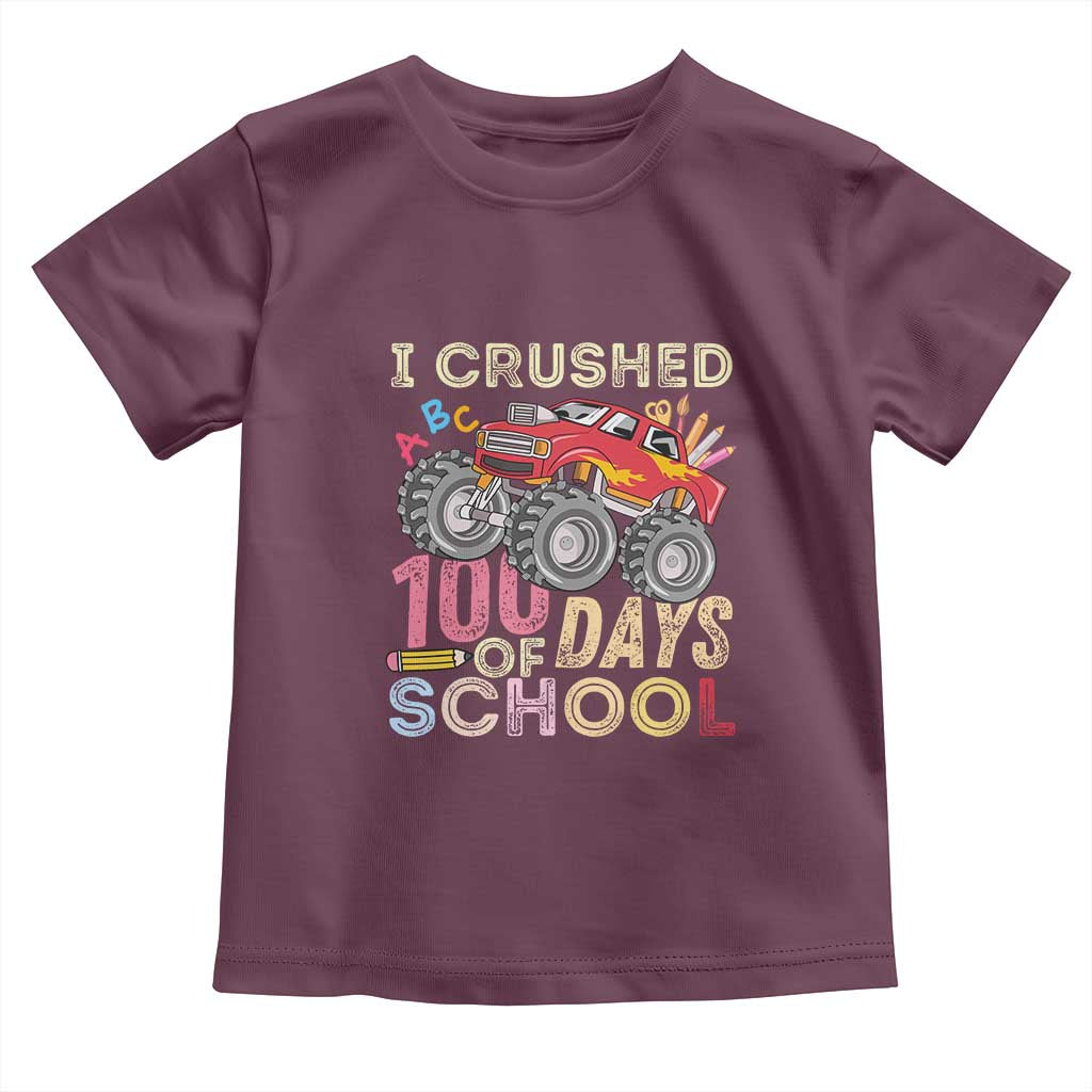 I Crushed 100 Days of School Monster Truck Toddler T Shirt Cool Back to School Boys Gift