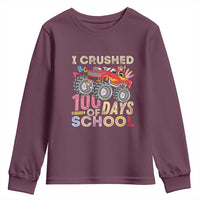 I Crushed 100 Days of School Monster Truck Youth Sweatshirt Cool Back to School Boys Gift