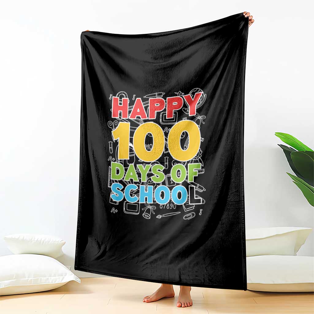 Happy 100 Days of School Throw Blanket Cute Celebration Gift for Teachers and Kids